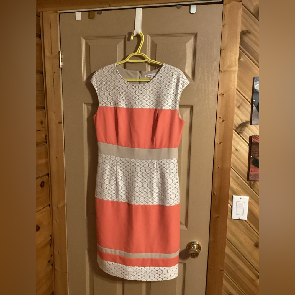 Cleo Coral and White Midi Dress - Picture 4 of 4